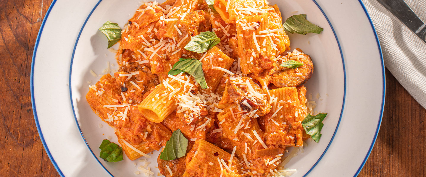 Spicy Rigatoni alla Vodka with Parmesan and Cooking Cream